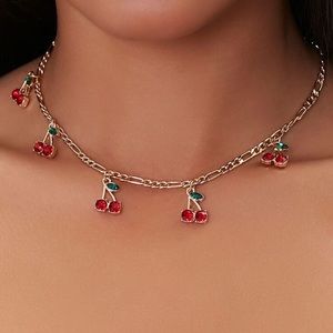 NWOT Cherry necklace with gold chain 🍒